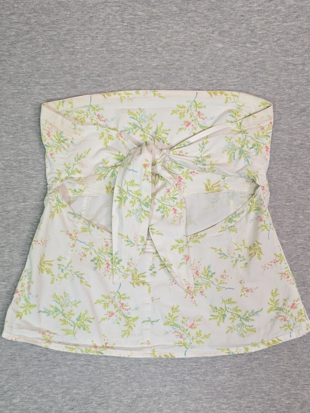 52 Weekends White Floral Strapless Bustier with Pastel Green & Pink Juniors S